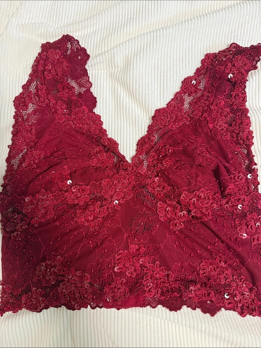 Crown & Ivy Lace Bralette in Red Large Like New